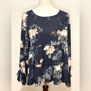 Maurice’s long sleeve blue floral poet top. Size L